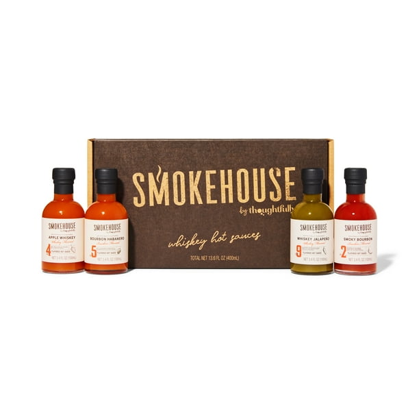 Smokehouse by Thoughtfully, Gourmet Whiskey Hot Sauce Gift Set, Set of