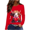 thumbnail image 2 of Gamivast Going out Tops Womens Valentines Day Sweatshirts Plus Size Cute Crew Neck Long Sleeve Funny Pullover Trendy Drop Shoulder Tunic Blouses Festival Outfits, 2 of 7