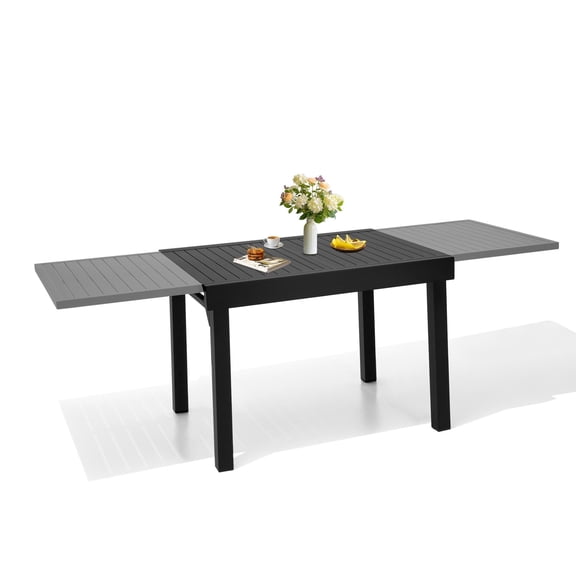 Crestlive Products Expandable Aluminum Outdoor Patio Dining Table for 6-8, Extendable 41" to 83", Weather-Resistant