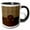 Black/White, variant on 3drose, Elegant Animal Print in Warm Brown and Gold Monogram Letter K, 11oz Two-tone Yellow Mug