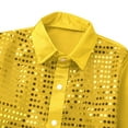 thumbnail image 5 of JanJean Kids Boys Girls Jazz Dance Costume Sequins Long Sleeve Button Down Shirt 70s Disco Party Fance Dress Up Gold 4-5, 5 of 7