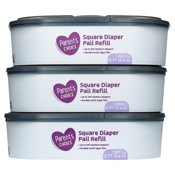 Parent's Choice Square Diaper Pail Refills, 3 Count, Holds up to 810 Newborn Diapers