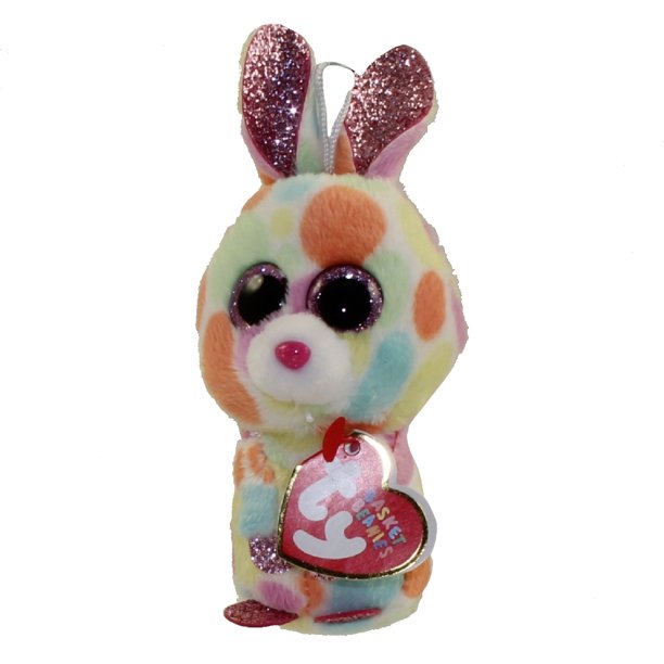 TY Basket Beanie Baby BLOOMY the Rainbow Bunny Rabbit (3 inch