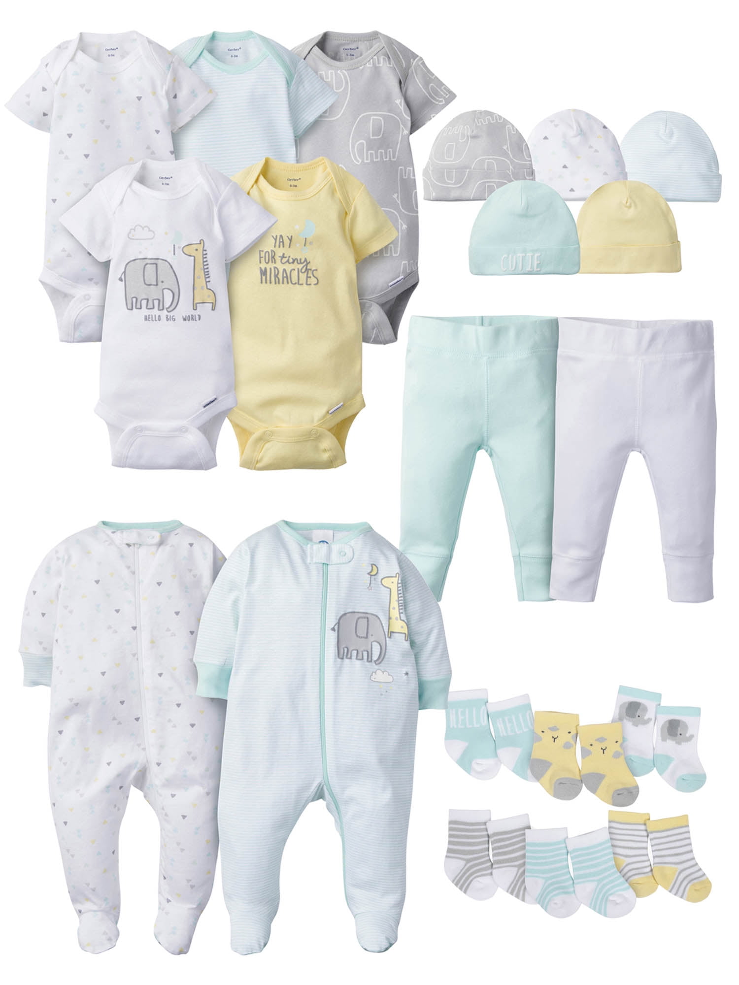 Gerber Baby Boy Or Girl Gender Neutral Newborn Clothes Shower T Set