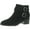 Black, variant on Womens Black Buckled Strap Details Goring Padded Sela Almond Toe Block Heel Zip-Up Booties 6.5 M