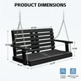 thumbnail image 3 of KINGYES Outdoor Hanging Swing Set - HDPE 3 Seats Hanging Porch Swing with Cup Holders, Black, 3 of 9