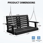 KINGYES Outdoor Hanging Swing Chair, HDPE 3 Seats Porch Swing with Cup Holders, 660LBS Weight Capacity, Black