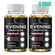(2 PACK) Evening Primrose Oil Capsules | Acids Softgels 1300mg -Promotes Skin & Cardiovascular Health -Non GMO & Gluten Free | 120 Capsule