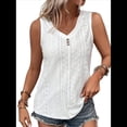 thumbnail image 2 of Camiseta Sin Mangas para Mujer, Conjuntos de Verano, Camisetas con Cuello en V, Camisetas Modernas con Ojales, Ropa Básica Sin Mangas para Vacaciones en la Playa 5XL, 2 of 7