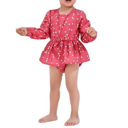 

Amuver Mommy and Me Matching Clothes Mom Kid Girls Dots Print Ruffle Dress with Belt Baby Girls Romper Skirt