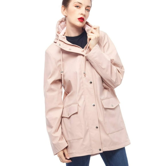 Rokka&Rolla Women's Waterproof Hooded Rain Jacket Outdoor Hiking Windbreaker Raincoat