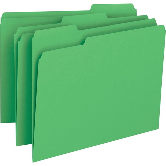 Business Source, BSN65777, Color-coding 1-Ply File Folders, 100 / Box, Green