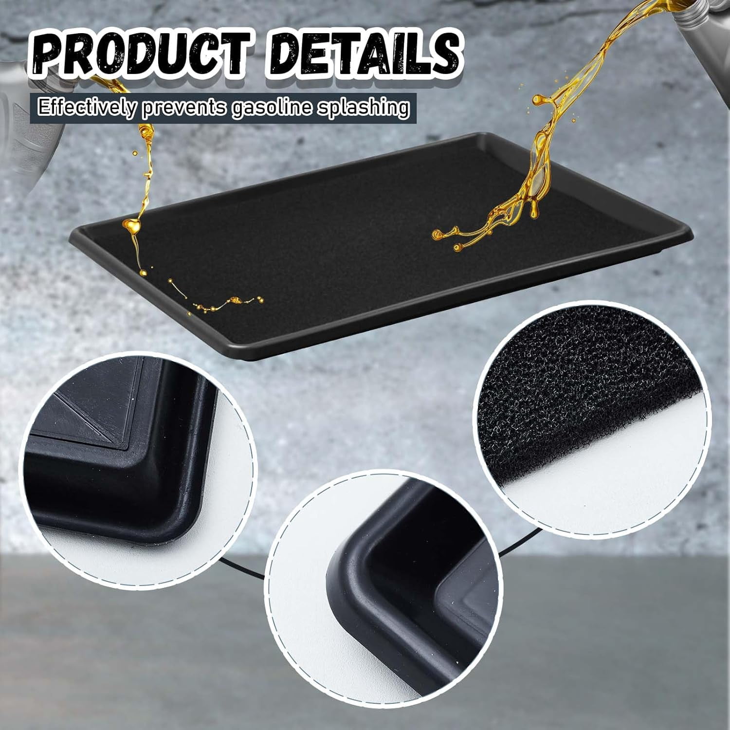 2 Sets 27'' x 20''x 1.4'' Oil Drain Drip Pan for Car with Square No Splatter Pad Oil Drip Tray with Mat for Under Car Transmission Garage Automotive Driveway to Keep Floor Clean, Black