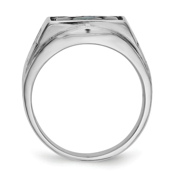 14K White Gold Ring Band Themed Men's Masonic