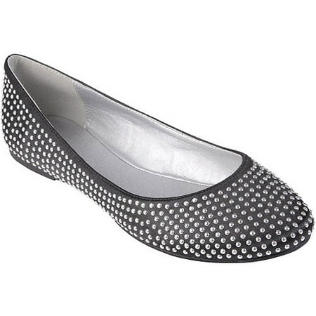 Brinley Co Womens Studded Round Toe Ballet Flats