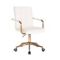 thumbnail image 1 of Silla escritorio color blanco acabados cromo dorado con brazo giratoria Altura ajustable forrada en material PU euroluce contemporary design, 1 of 4