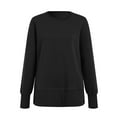 thumbnail image 6 of larppty Women Oversized Sweatshirts Thumbhole Long Sleeve Hoodies Shirts 2025 Fall Side Slit Pullover Top Teen Y2k Outfits Black, L, 6 of 7