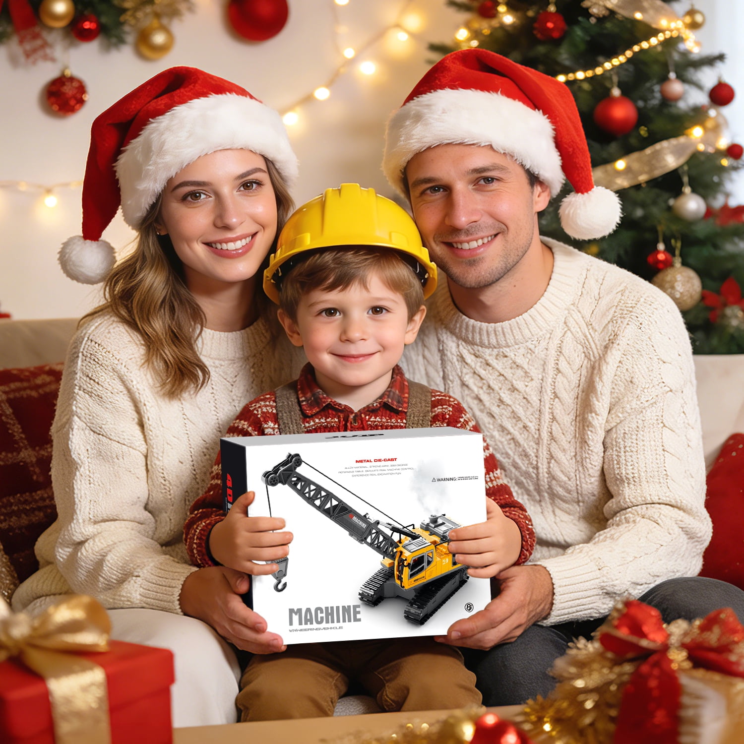 Freecat RC Crane Toy for Boys 3-8 Years, 1:18 Scale Remote Control Construction Vehicle with Light & Sound, Rechargeable STEM Educational Toy, Kids Construction Truck Gift for Birthday Christmas.
