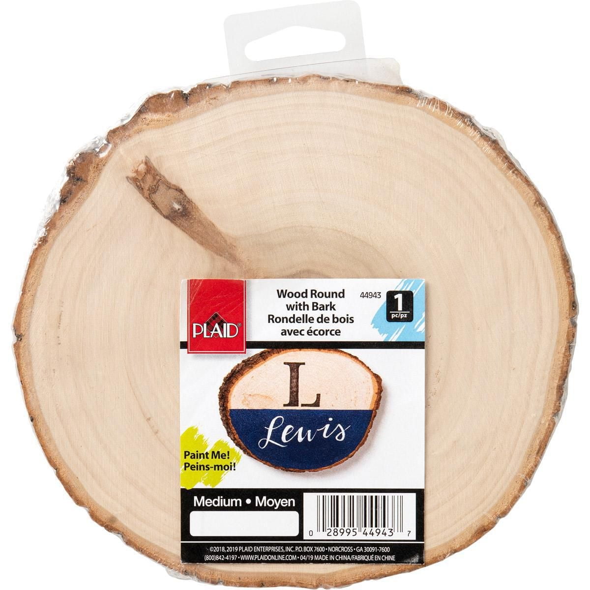 Plaid Wood Surfaces, Wood Round With Bark, Medium blank wood round