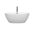 thumbnail image 2 of Juno 59 Inch Freestanding Bathtub in Matte White with Floor Mounted Faucet, Drain and Overflow Trim in Matte Black, 2 of 5
