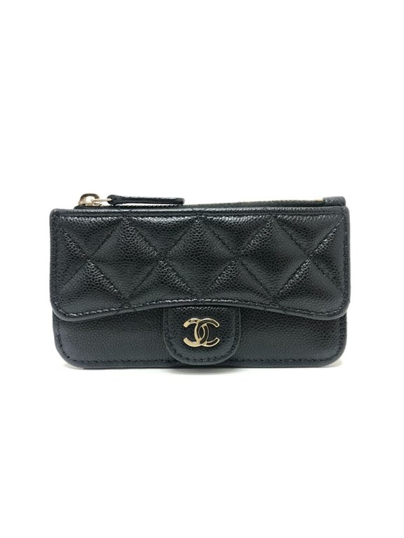 Pre-Owned CHANEL AP2570 Coco Mark Matelasse Classic Zip Business Card Holder/Card Case...