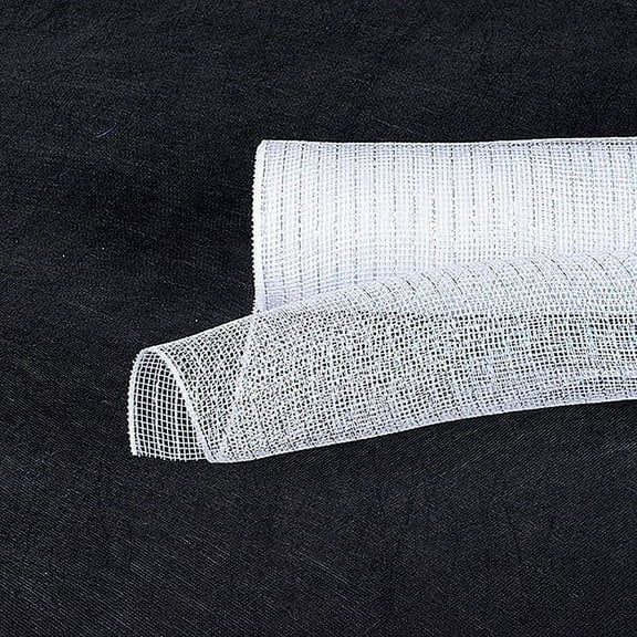 White with Silver - Deco Mesh Wrap Metallic Stripes - ( 21 Inch x 10 Yards )