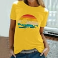 thumbnail image 2 of WREESH Womens Fashion T-Shirts Spring Summer Adult Short Sleeve Round Neck Printing Casual Blouse T-Shirt Tops Shirt Pullover Yellow, 2 of 5