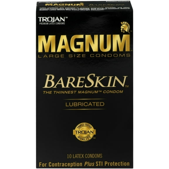 TROJAN Magnum Bareskin Lubricated Large Size Condoms 10 ea (Pack of 2)