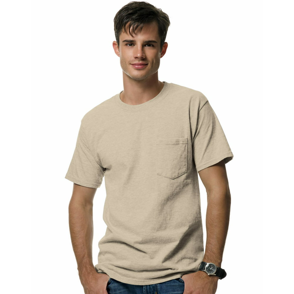 Hanes - Hanes Beefy-T Men`s Pocket T-Shirt, 5190, L, Natural - Walmart ...