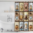 thumbnail image 7 of Coffee Bathroom Shower Curtains with 12 Hooks Polyester Waterproof Shower Curtain for Stalls and Bathtubs Vintage Farmhouse Funny Cartoon Cup Plaid Decorative Bathroom Privacy Curtain 36x72 Inches, 7 of 7