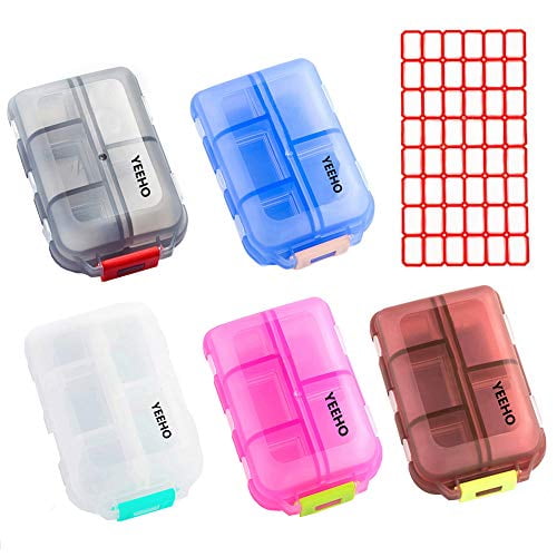 YEEHO Pill Case (5 Pack) Portable Small Supplements Tablet Container