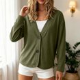 thumbnail image 2 of GEWSEY Women Corduroy Button Down Shacket Jacket V Neck Long Sleeve Casual Oversized Lightweight Cardigan Coat with Pockets (Army Green, XXL), 2 of 9
