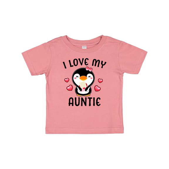Inktastic I Love My Auntie with Cute Penguin and Hearts Girls Baby T-Shirt