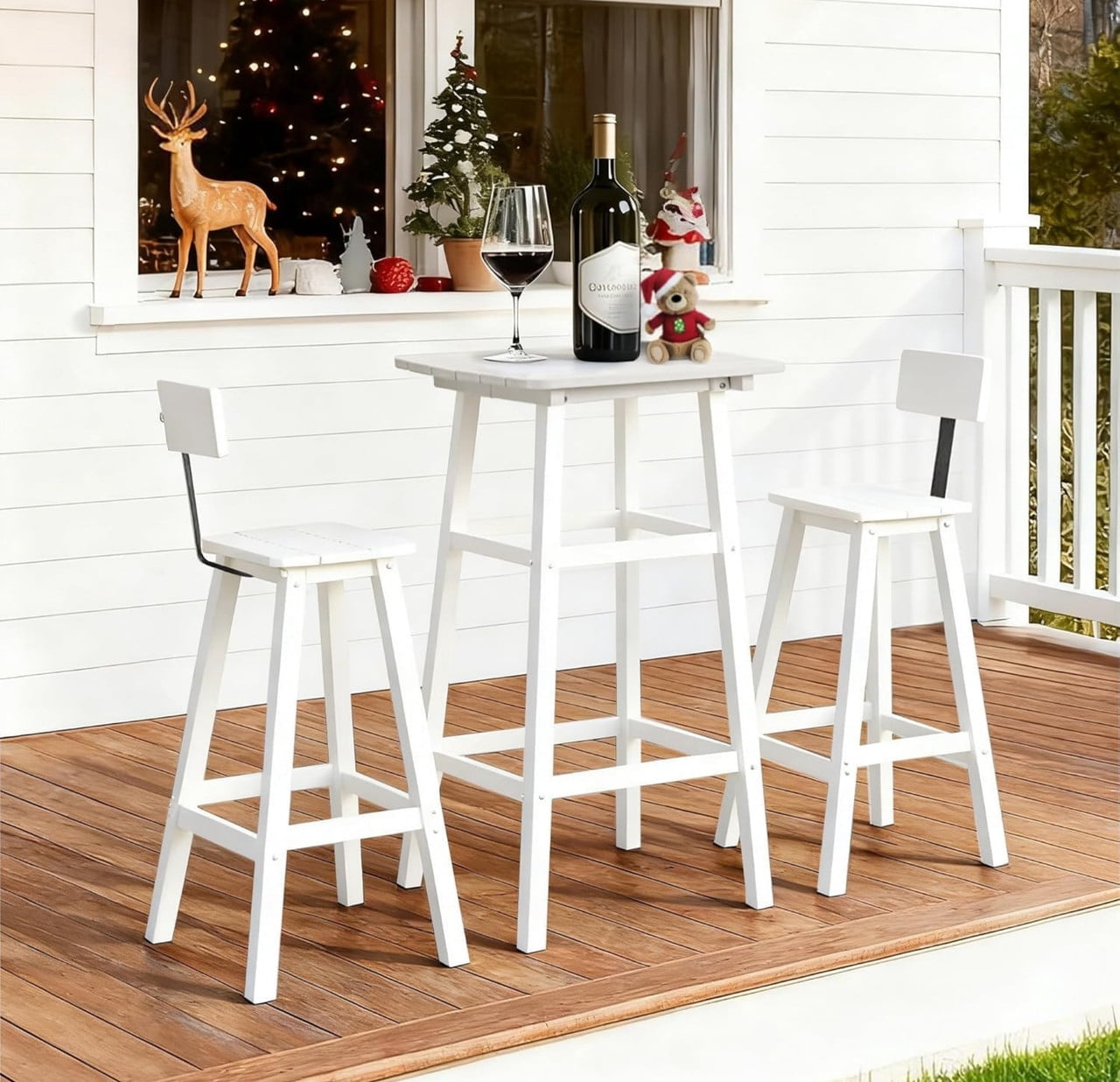 Outdoor Bar Table, HDPE Patio Bar Table, All Weather Height Patio Tables, Outdoor Bar Height Table, Tall Bistro Pub Table for Outside Deck, Porch