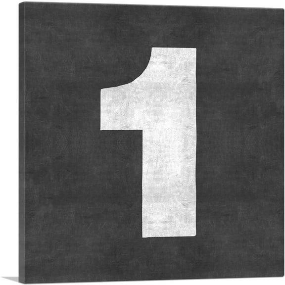 ARTCANVAS Chalkboard Number 1 One Numeral Canvas Art Print - Size: 18" x 18" (0.75" Deep)