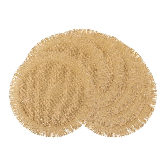 Unique Bargains Set of 6 Rustic Woven Placemats for Dining Table Decor Coffee