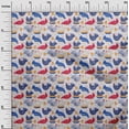 thumbnail image 3 of oneOone Cotton Jersey Medium Blue Fabric Birds Rooster Dress Material Fabric Print Fabric By The Yard 58 Inch Wide, 3 of 5