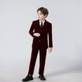 thumbnail image 2 of Wehilion Boys Velvet Blue Suits 5 Piece Slim Fit Dress Suit Set for Wedding, 2 of 8
