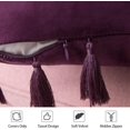 thumbnail image 2 of Wekity - Juego de 2 fundas de almohada decorativas de terciopelo suave y sólido con flecos de borlas, funda de cojín con acento bohemio para sofá cama (18.0 x 18.0 in, color morado, 2 of 5