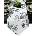thumbnail image 2 of Victorian Black And White Flower Plant Cotton Linen Table Runner Dining Table r Tablecloth Wedding Party Table Runners, 2 of 7