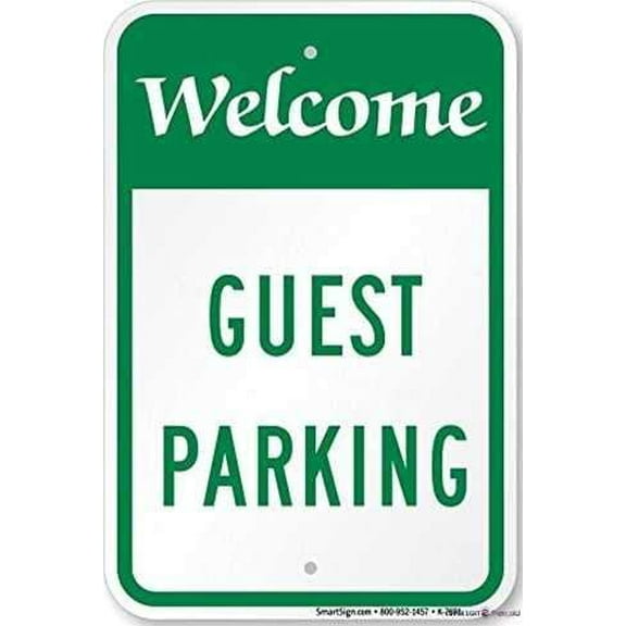 New Aluminum Sign Welcome, Guest Parking Sign Road Sign|Indoor And Outdoor Wall Decoration Garage Street Yard Metal Tin Sign