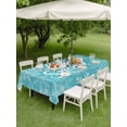 thumbnail image 3 of Outdoor Tablecloth with Umbrella Hole and Zipper, Turquoise Christmas Rectangle Table Cloth 60x84 Inch Waterproof Tablecloth, Winter White Snowflakes Patterned Picnic Table Cover for Patio Camping, 3 of 7