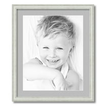 ArtToFrames 20x24 Matted Picture Frame with 16x20 Single Mat Photo Opening Framed in 1.25 Off White Wash on Ash and 2 TV Grey Mat (FWM-4098-20x24)