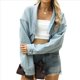 thumbnail image 3 of Chaqueta Vaquera Corta con Mangas Murciélago y Remaches Lavados para Mujer Azul L, 3 of 9