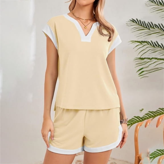 MAIHAN Women Casual Outfits Women Spring Outfits Shirt and Pants Elastic Waist Shorts 2pcs Clothes Set Casual Two-Piece Outfit