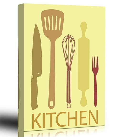 wall26 Home Decor - Kitchen - Let's Bake - Culinary Artwork - The love of Cooking - Art Deco Modern Style Design - Canvas Art Home Decor - 24x36 inches