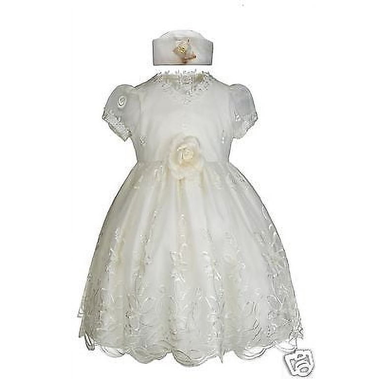 New Infant Girl Toddler Wedding Formal Party Dress + Hat (9-36M) S,M,L XL  Ivory - Walmart.com