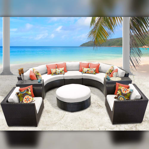 TK Classics Barbados Wicker 8 Piece Patio Conversation Set with Round Coffee Table and 2... by TK Classics