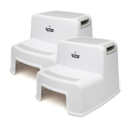 Child Step Stool (2 Pack), 2 Step Stool for Kids, Sturdy Plastic Step Stool for Kids Sink Use & Toilet Training, Toddler Step Stool Bathroom & Kitchen, Slip Resistant Dual Step Childrens Step