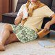 thumbnail image 5 of Balery Green Snake Pantalones cortos de pijama de punto de algodón para hombre con cinturilla y bolsillos-Medium, 5 of 6